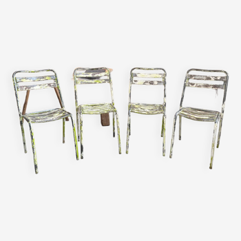 Set of 4 metal chairs from the 50s