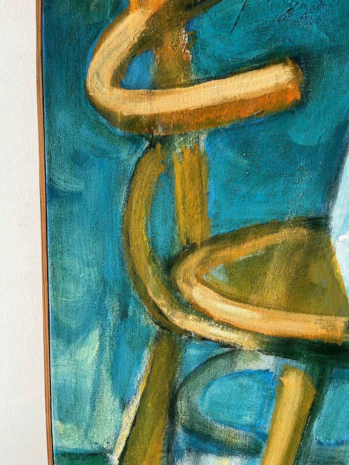 Nature morte sur chaise, signée Miguel Anibal 98