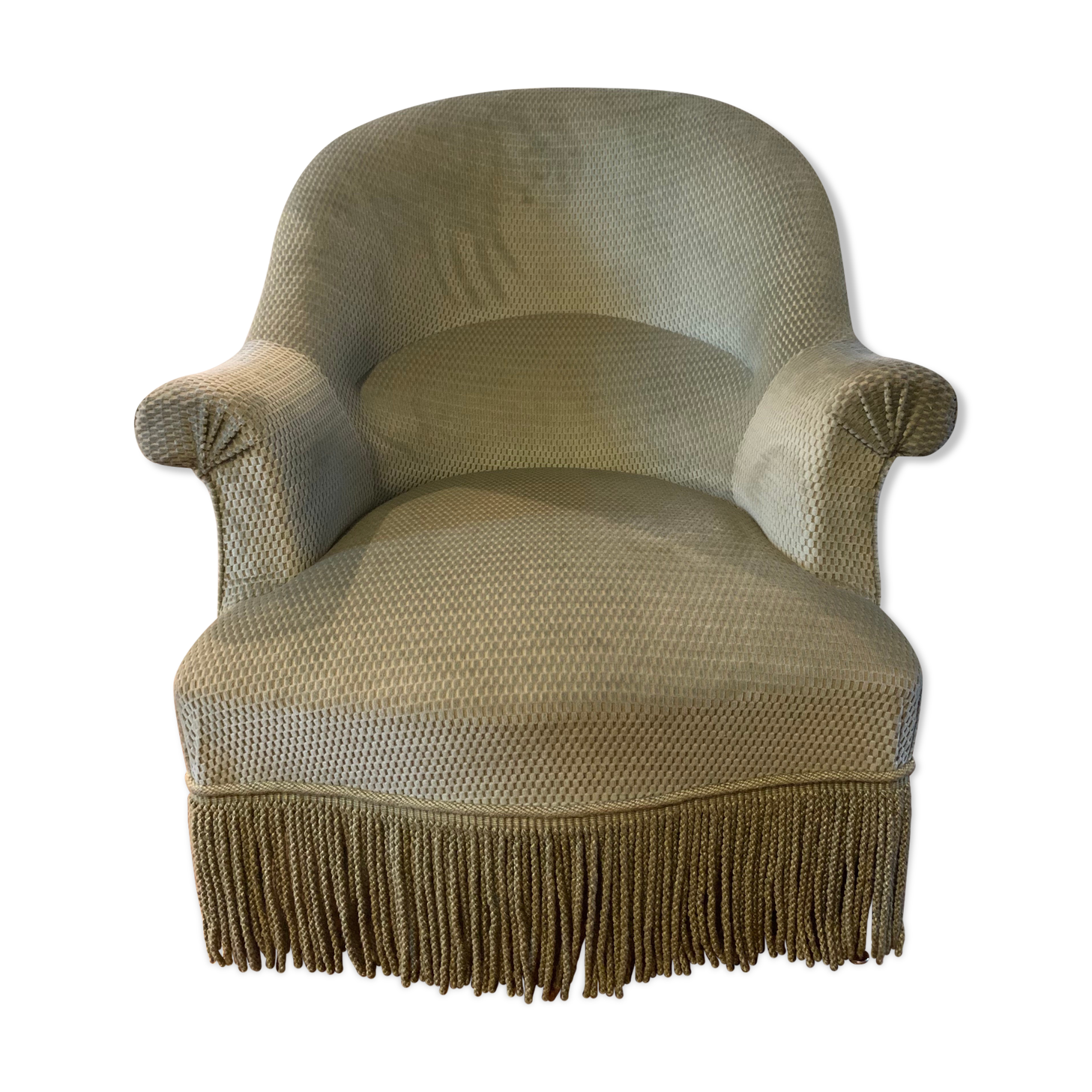 Green velvet toad armchair