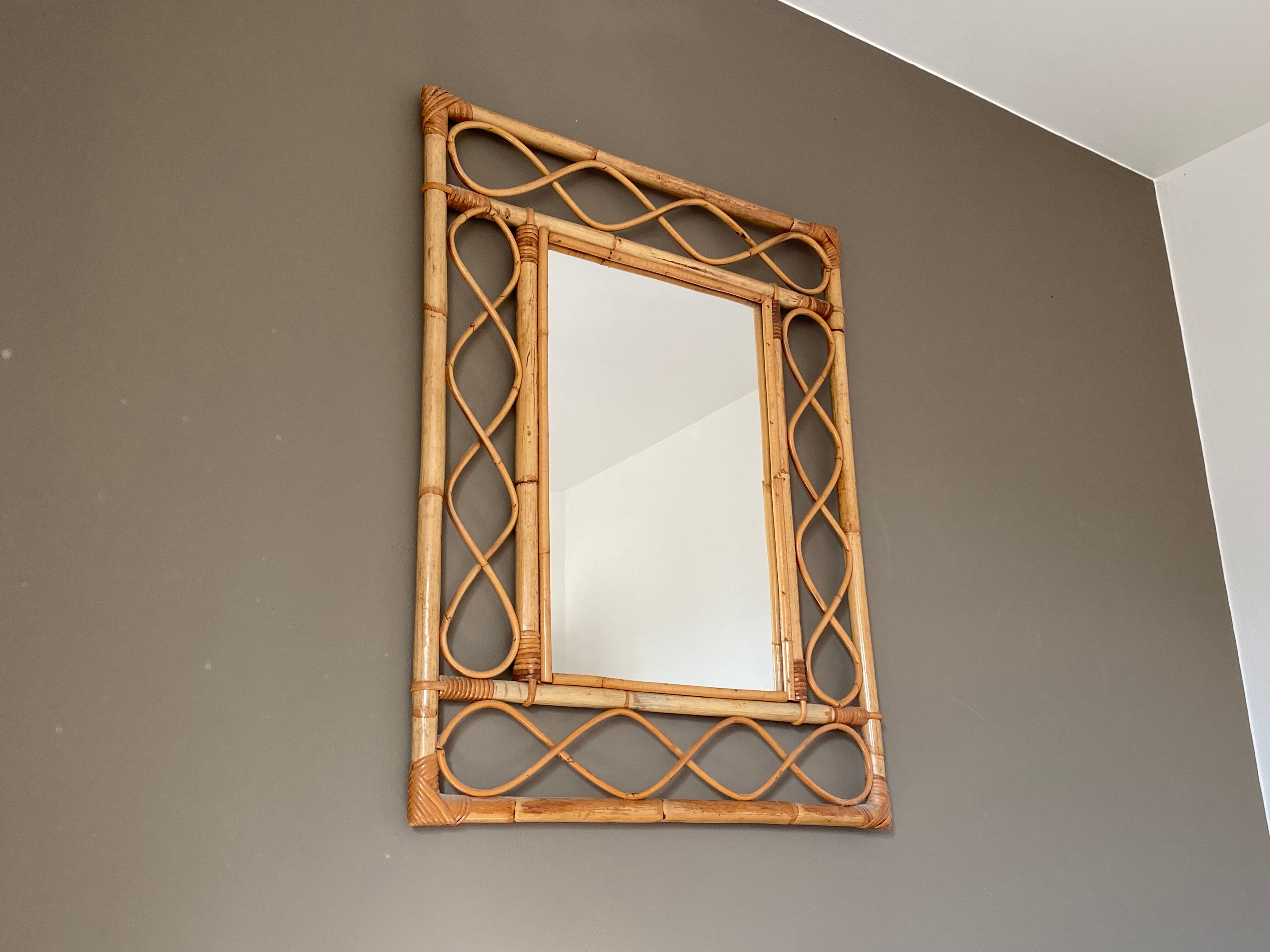Rattan mirror, 1960, 88x66cm