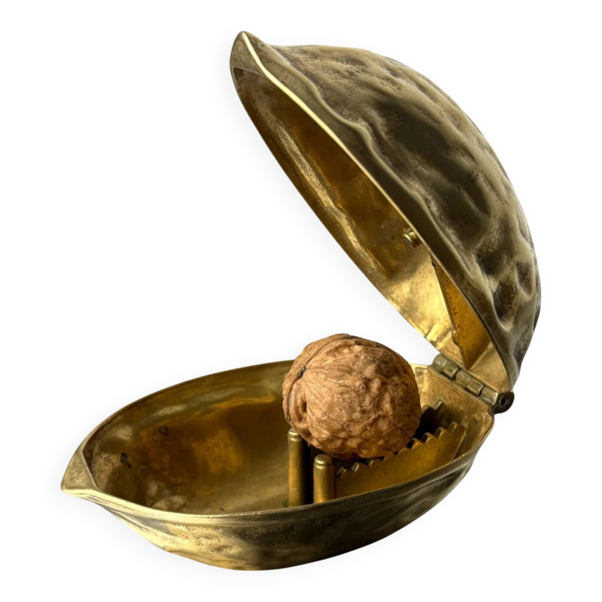 Walnut shaped nutcracker in brass, Italy 1970s