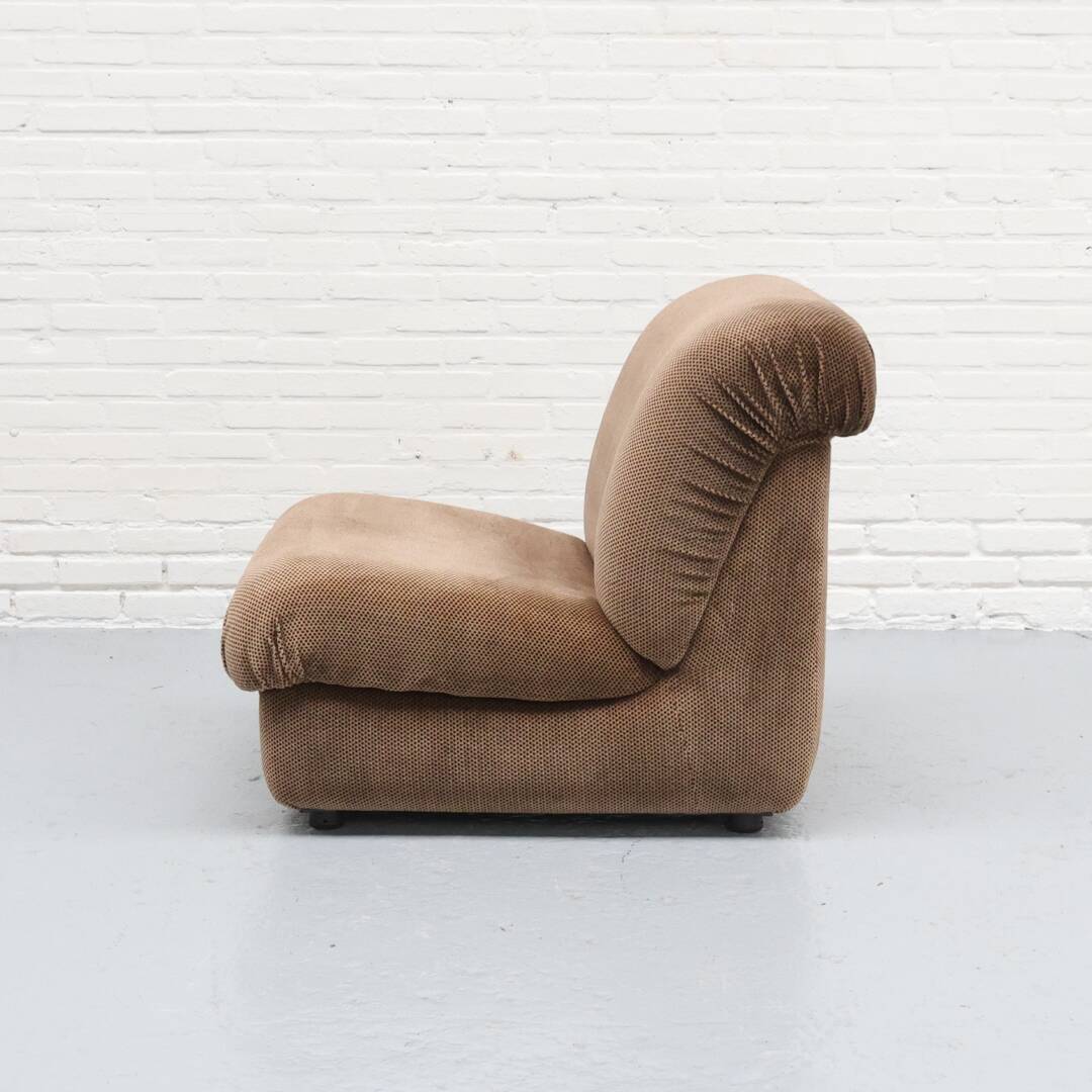 Italian Mimo Padova Lounge Chair Chenille 1970s