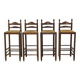 4x Vintage Bar Stool in Wood and Rush, 1970s