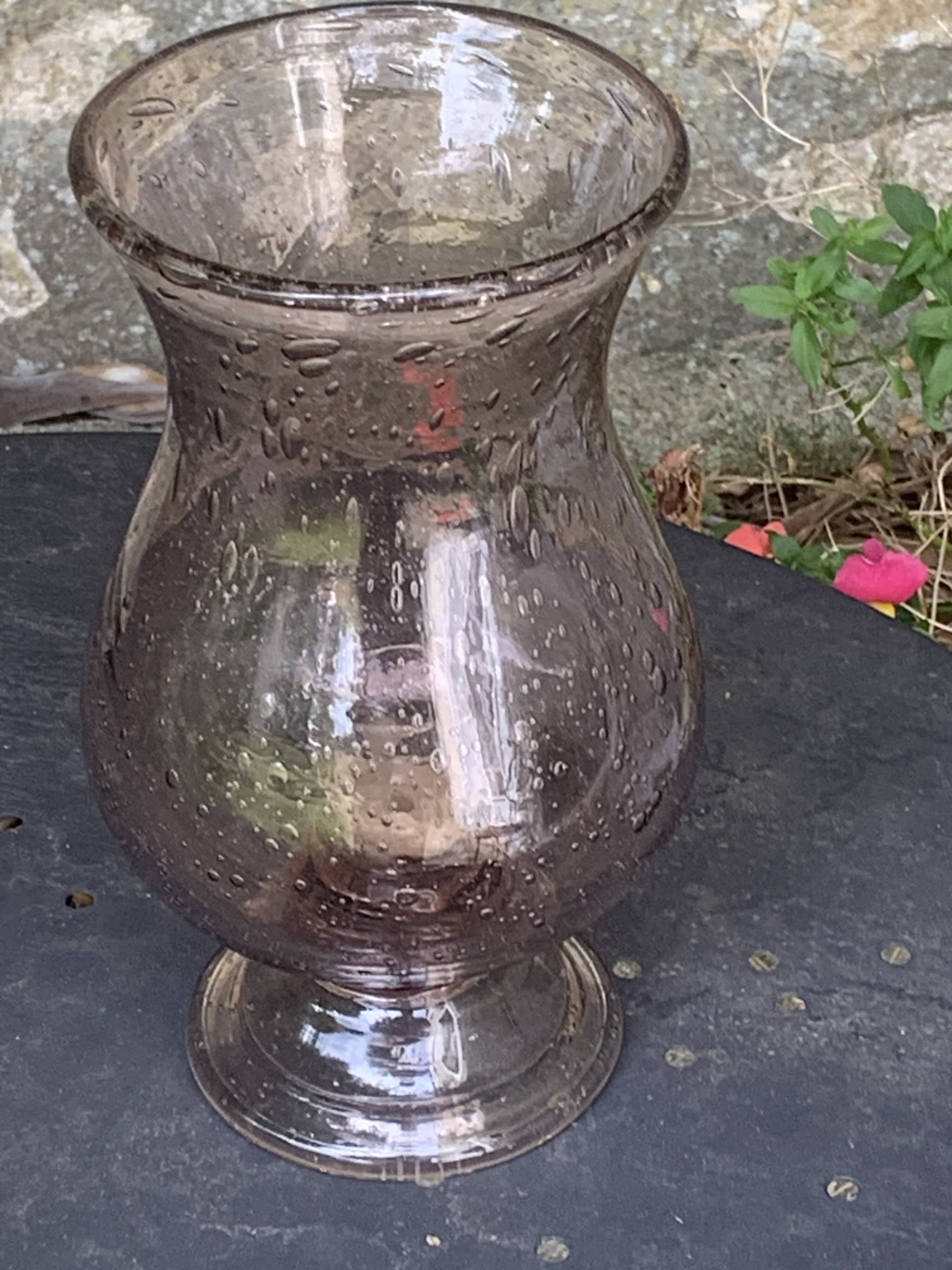 Photophore, Bougeoir en verre soufflé rose des sables de la verrerie de BIOT, made in france