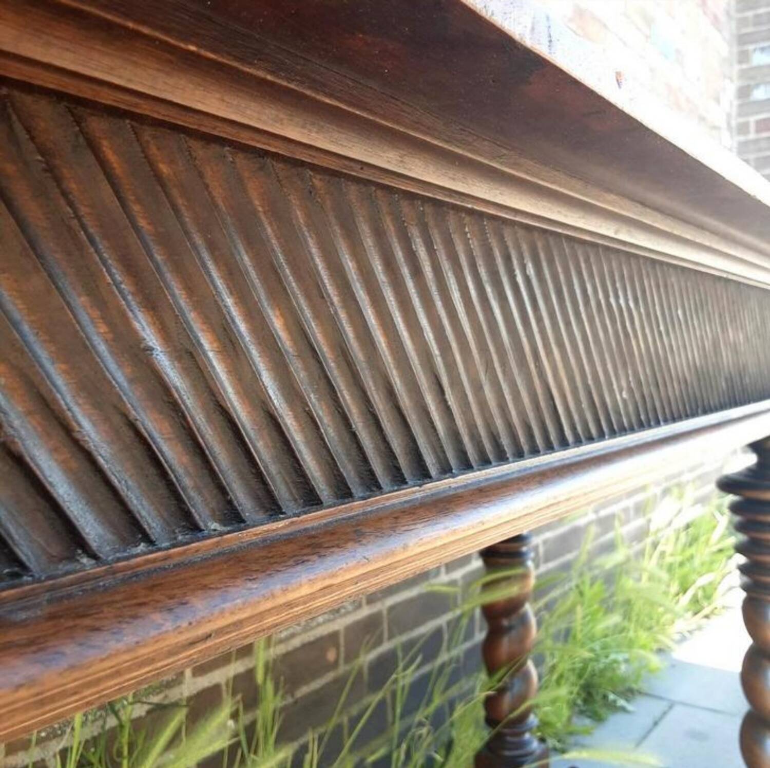 Unique antique Italian wooden hall table / narrow dining table