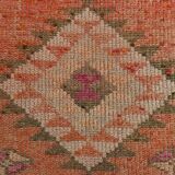 3x13 Faded Somon Distressed Hanmade Rug, Vintage Turkish Runner, 84x390Cm