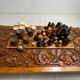 Chess and backgammon set in carved wood and marquetry