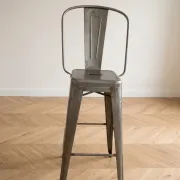4 industrial grey metal Tolix bar stools