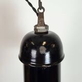 Black Enamel Industrial Pendant Lamp from AEG, 1930s