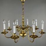 Lustre En Laiton Doré, Style Classique, XXe Siècle