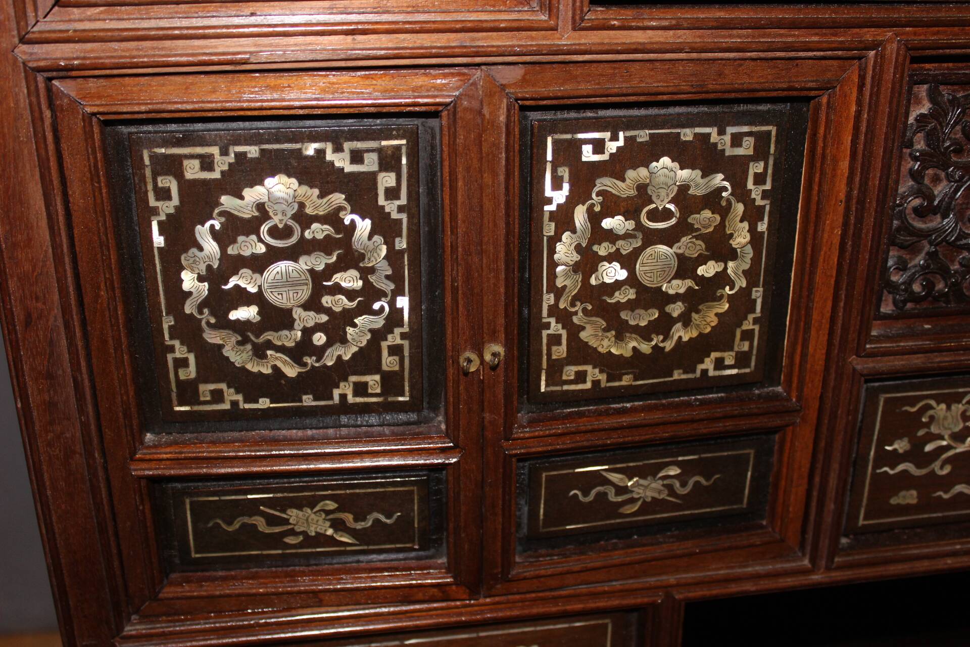 Indochinese Cabinet with Mother-of-Pearl Inlay, late 19th century