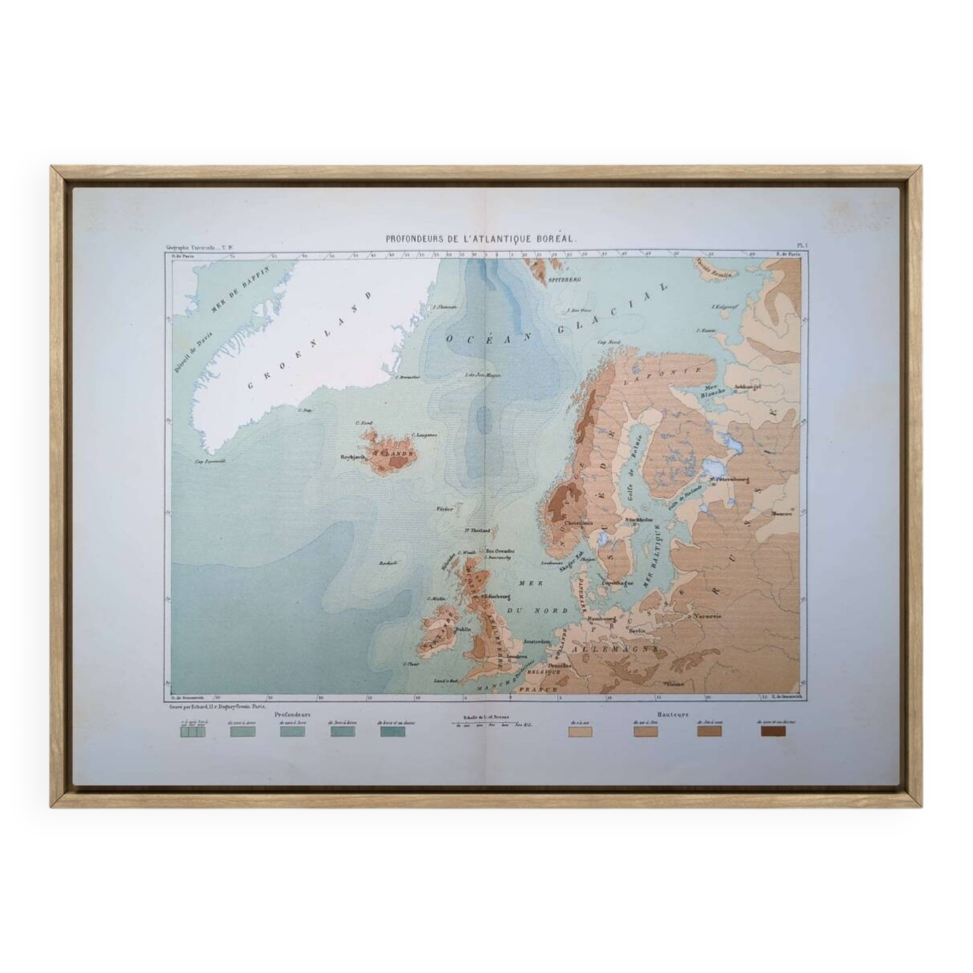 The North Atlantic, original map printed in 1879.