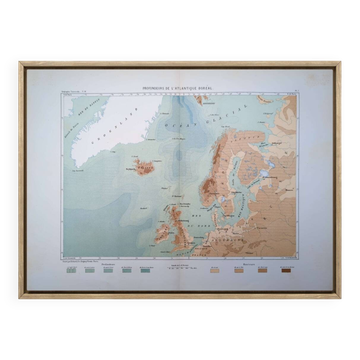 The North Atlantic, original map printed in 1879.