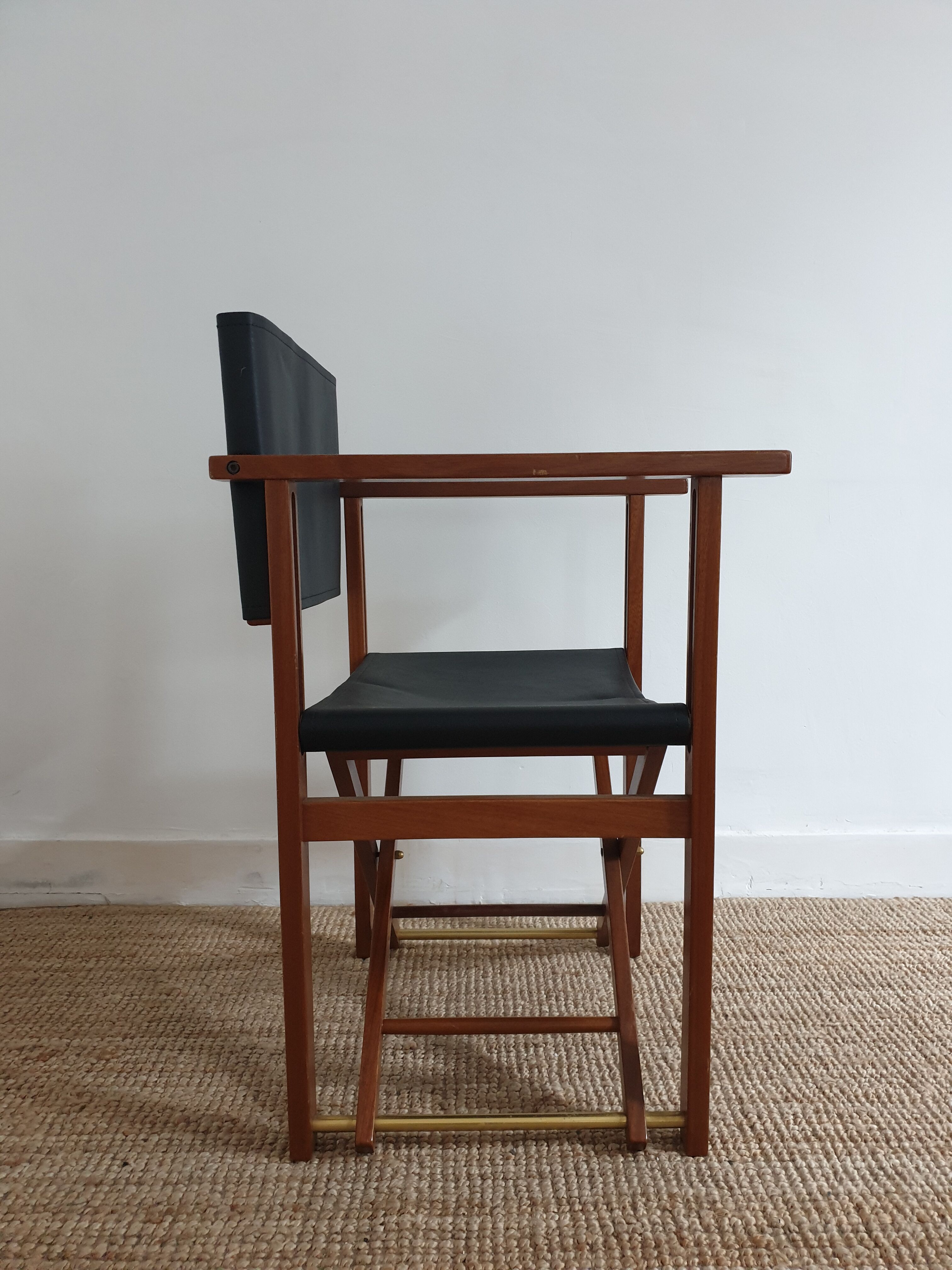 Chaise de directeur en bois et cuir