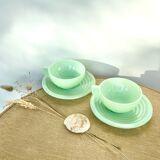 2 cups and saucers opaline mint art deco 50/60