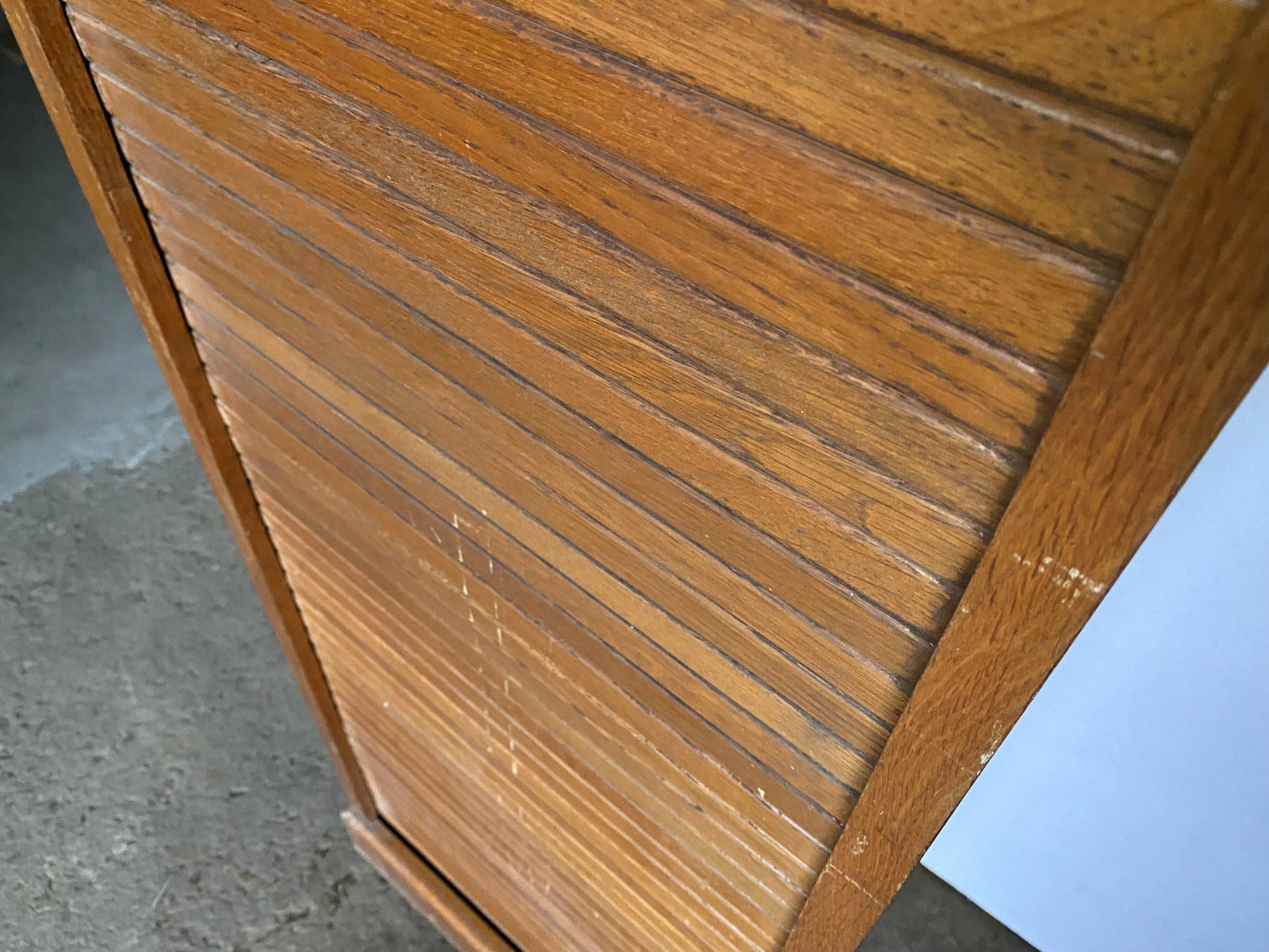 Oak curtained filing cabinet storage furniture 1950