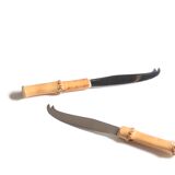 Set of 2 cheese knives bamboo handle, 60s
