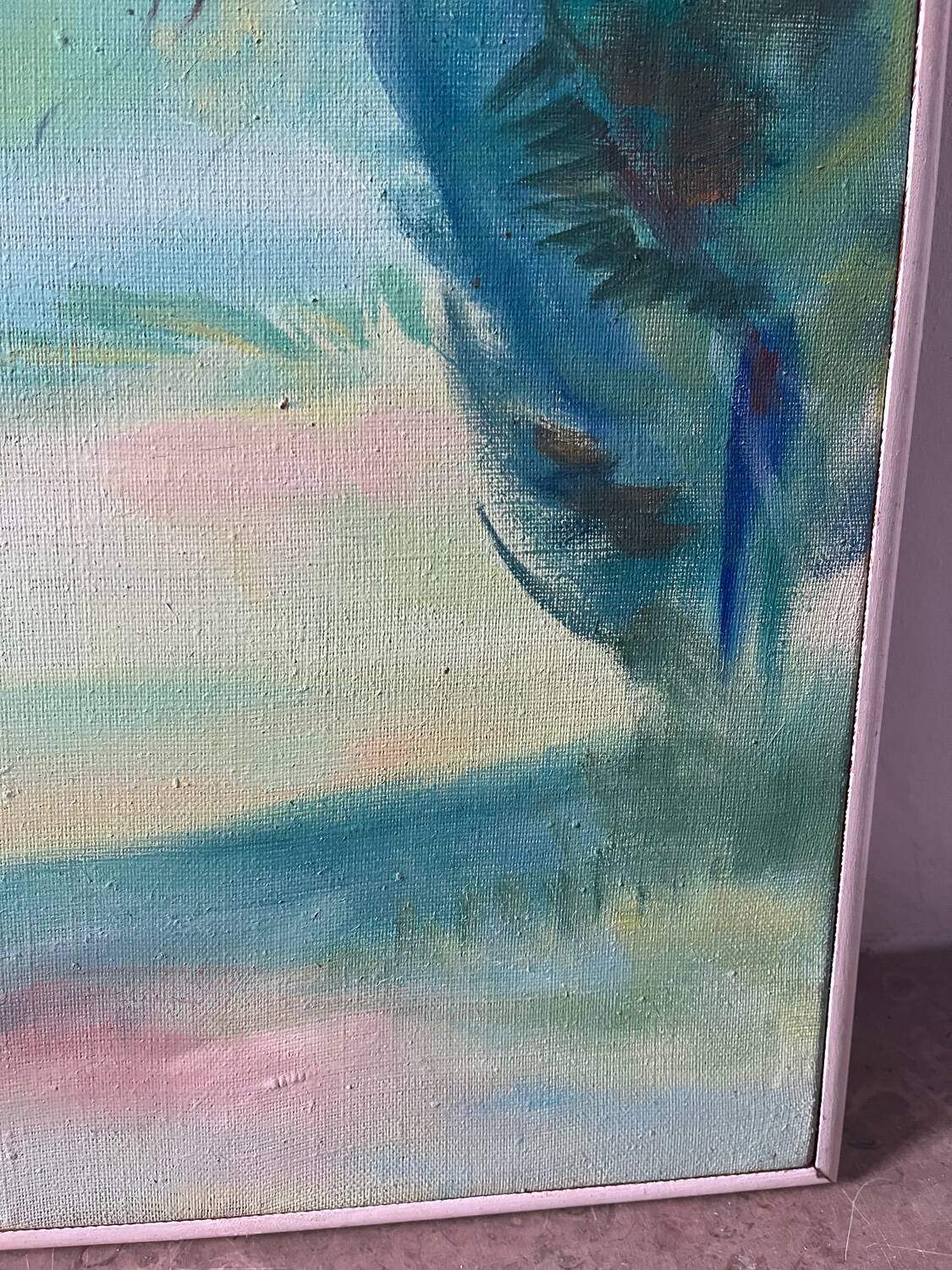 Trees by the lake, oil on canvas