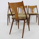 1950s Set of Four Restored Dining Chairs in Walnut, Czechoslovakia