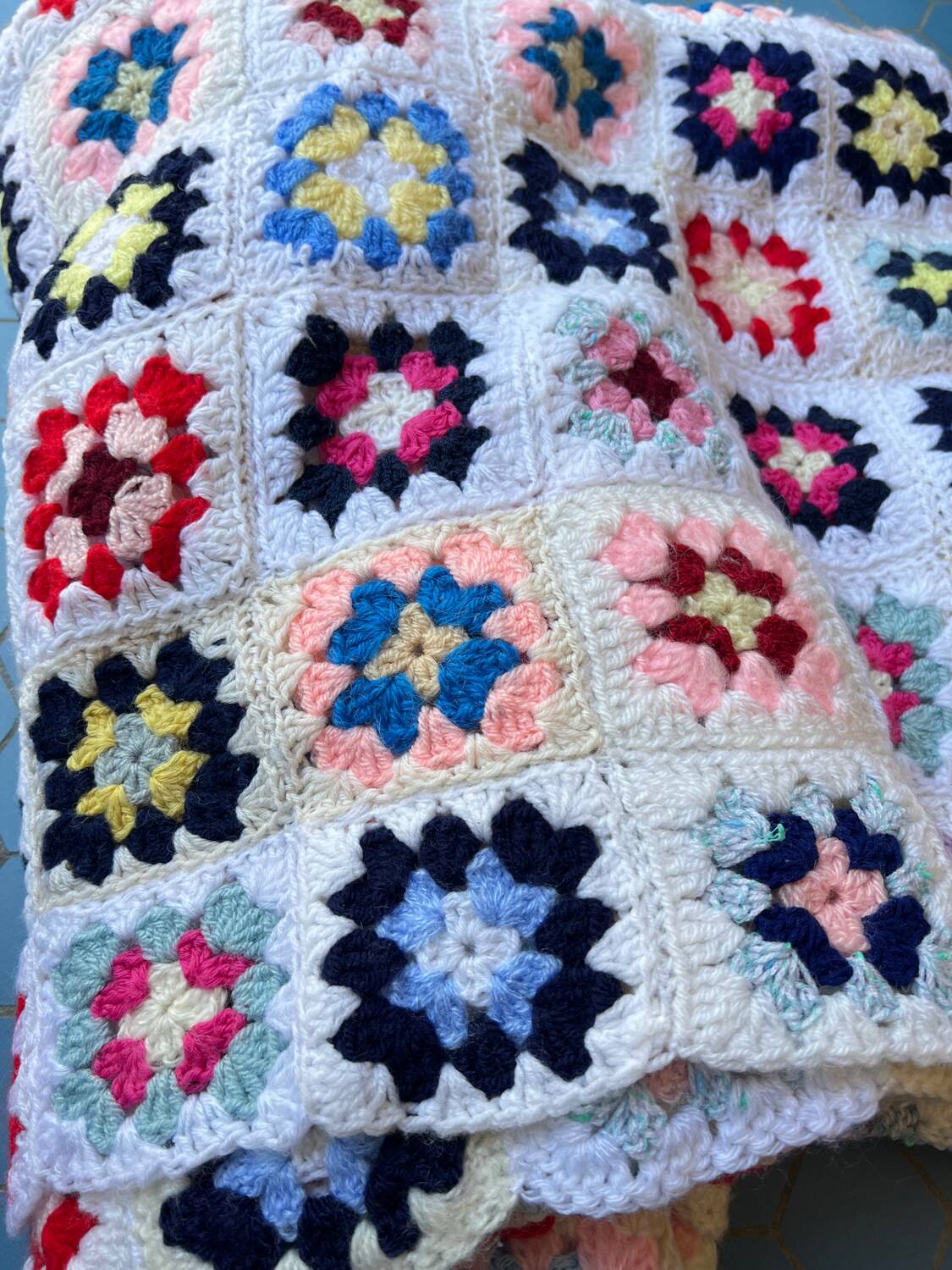 Vintage crochet plaid from the 70s