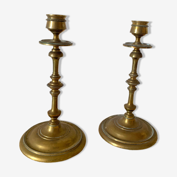 Pair of brass candle holders