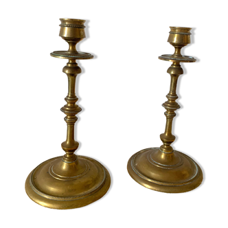 Pair of brass candle holders