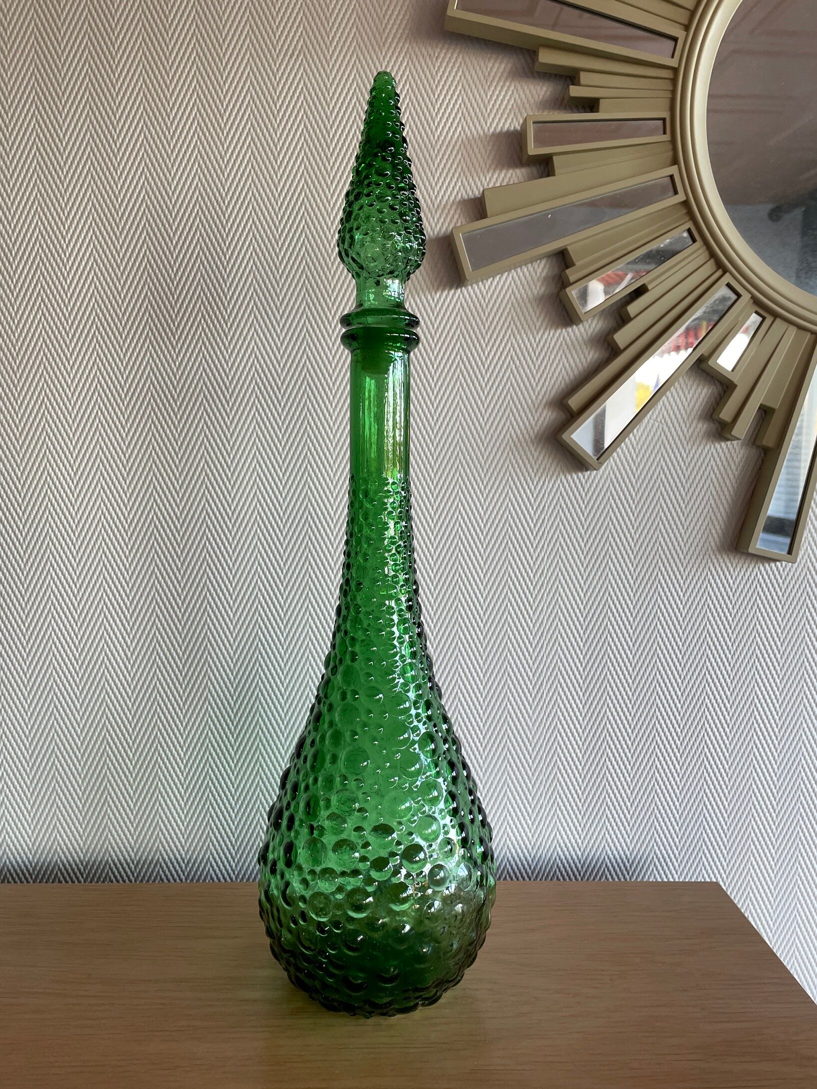 Empoli green glass bottle