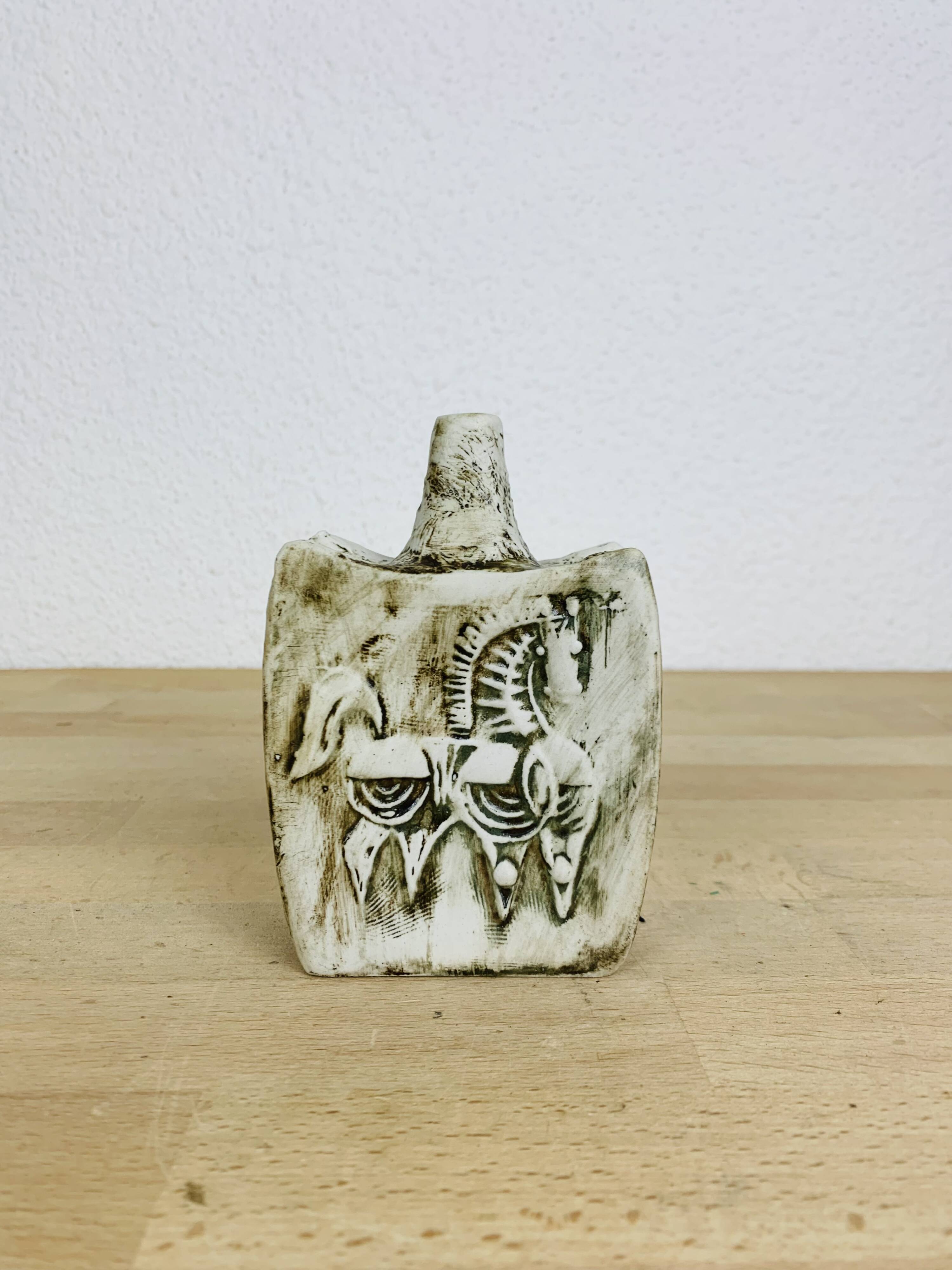 Ceramic vase with horses, vintage