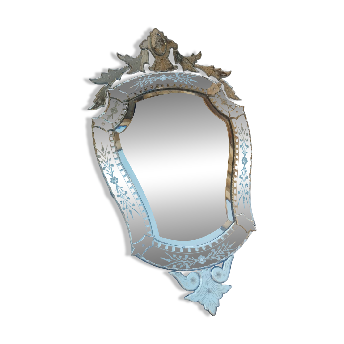 Très beau miroir vénitien ancien vintage