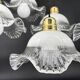 Set of 5 scalloped white opaline flower pendants, braided black cable.