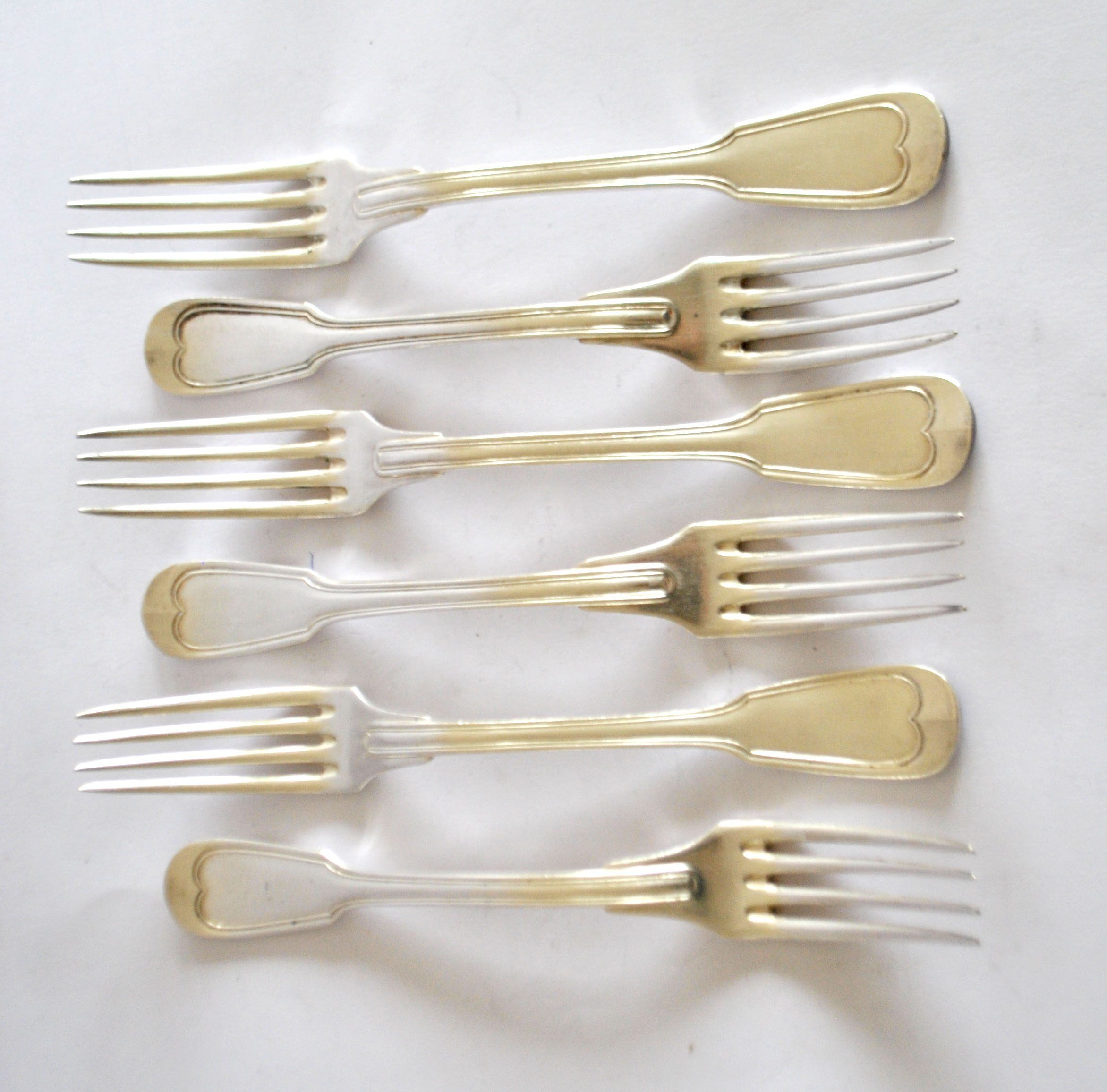SFAM set of 6 CHINON silver-plated table forks, antique style, 21.5 cm
