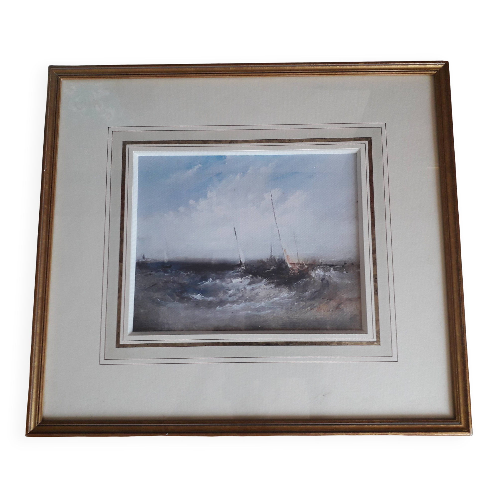 Ancient painting depicting a marine scene.