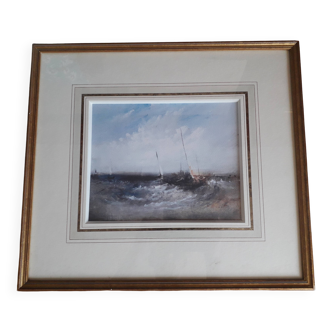 Ancient painting depicting a marine scene.