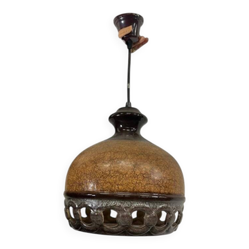 Suspension vintage fat lava en céramique brune