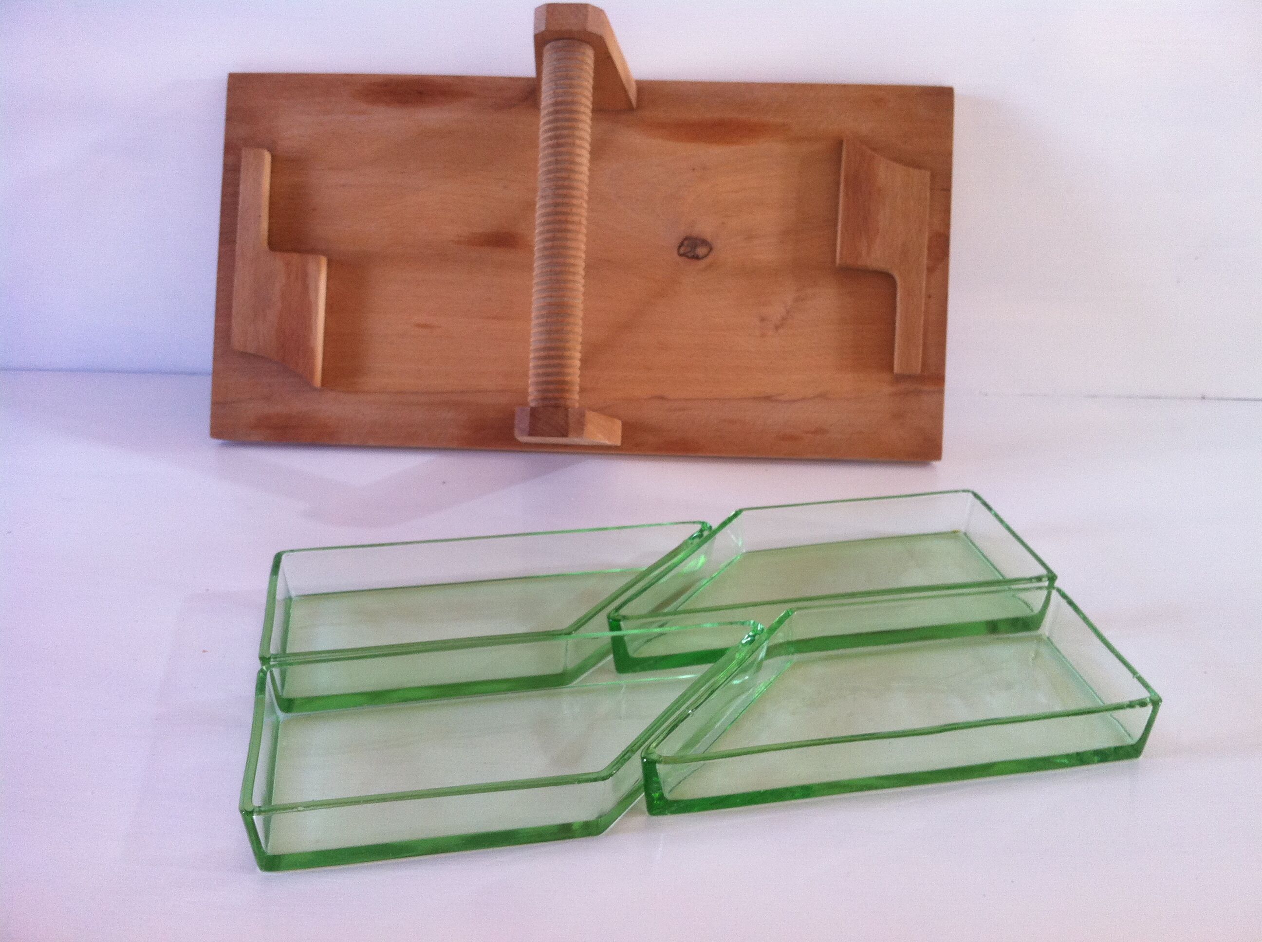 Modernist art deco servant tray made of wood and glass