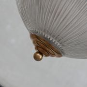 Suspension en laiton et en verre de style holophane du milieu du siècle