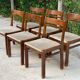 6 Scandinavian Baumann chairs in solid wood and beige fabric.