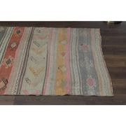 70's Vintage Oushak Handmade Wool Orange Kilim Runner Rug 116x283