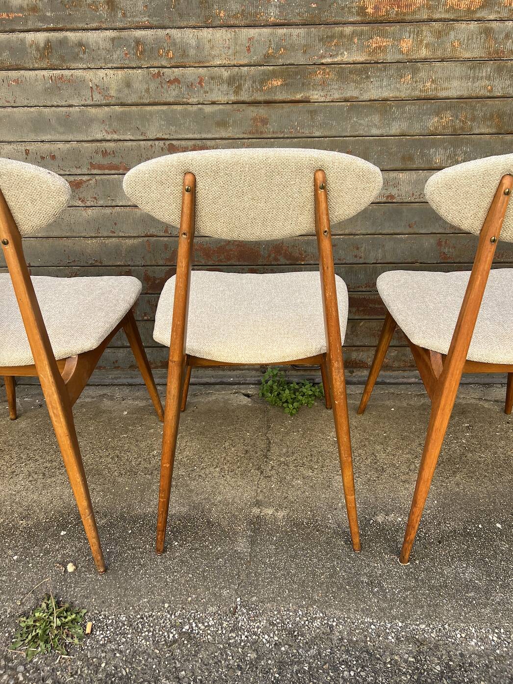 (Lot) Suite de 5 Chaises Pied Compas Restaurées