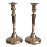 Bougeoirs chandeliers anciens balustre en laiton cuivre