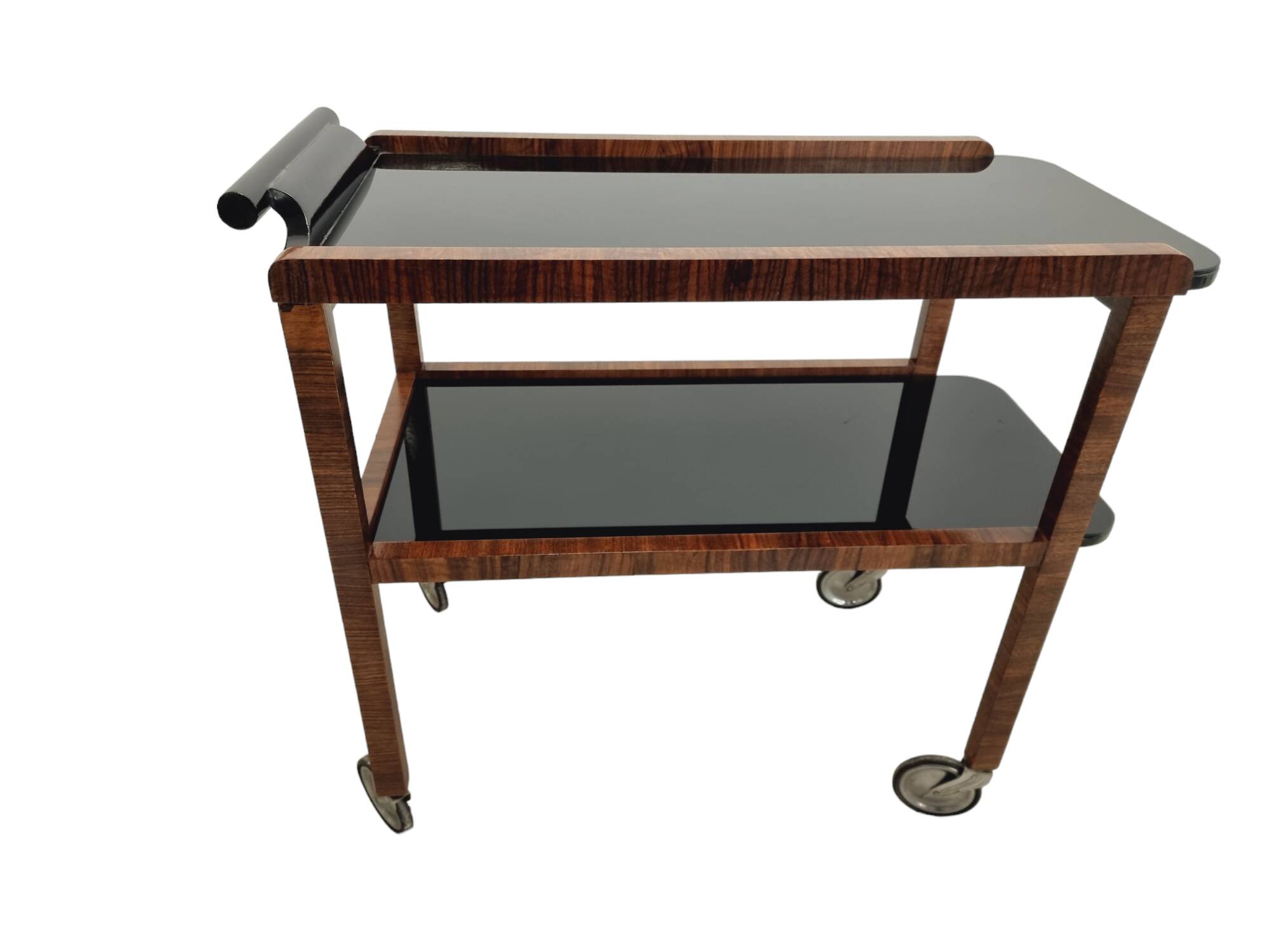 Art Deco bar cart or drinks trolley in the style of J. Halabala, 1930-40s Czechoslovakia