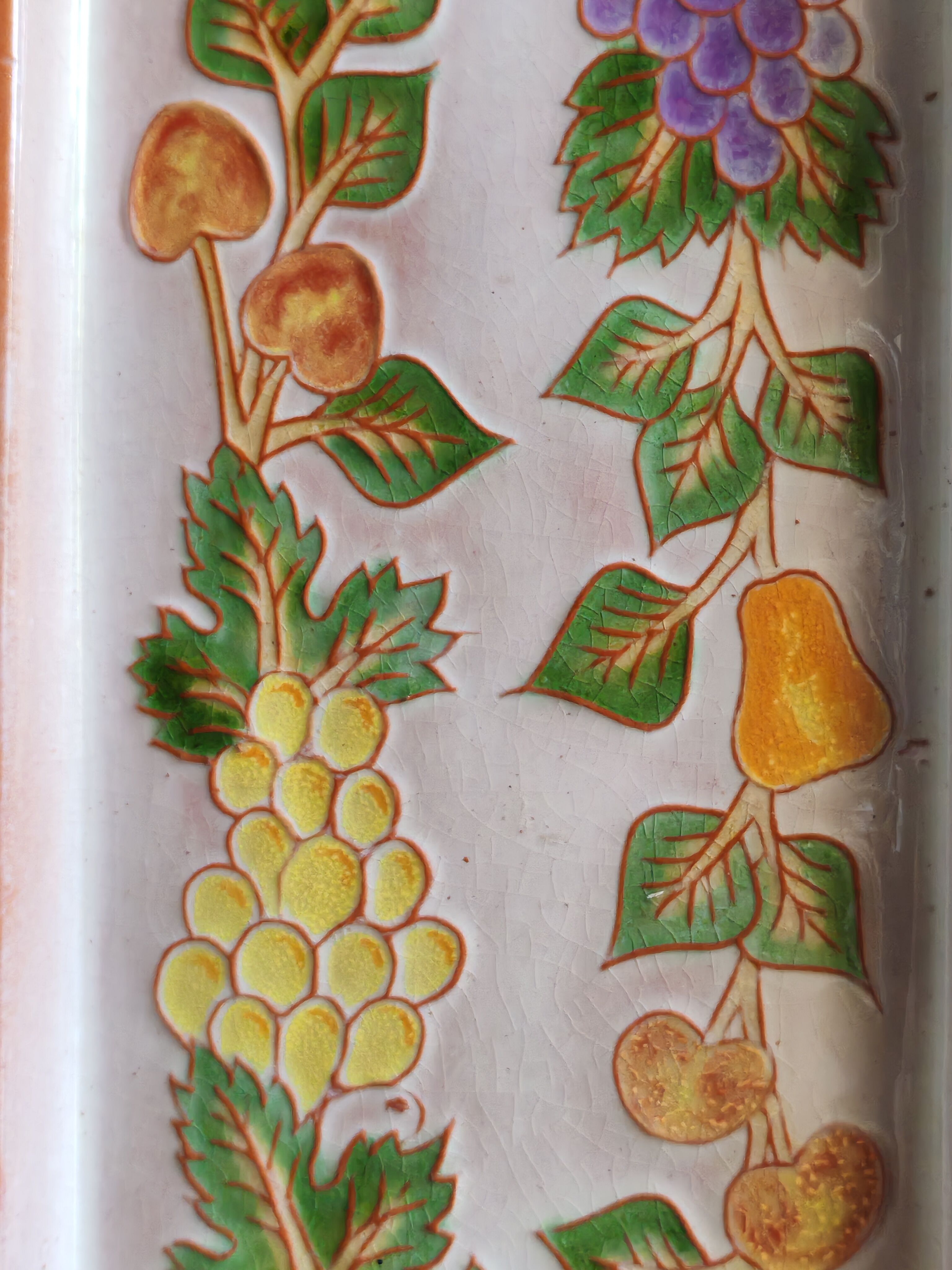Terracotta plate signed P.Boy, glazed artisanal ceramics.