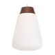 White opaline glass pendant lamp with teak detail