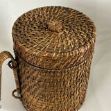 Rattan ice bucket with tongs