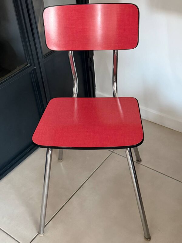 Chaise en Formica rouge vintage