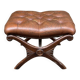 Brown leather Chesterfield pouffe footstool from the 1970s.