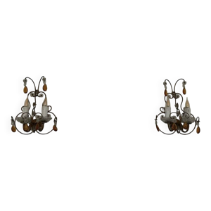 2 appliques murales avec - pampilles