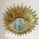 Lustre / plafonnier soleil doré métal verre , 1960s