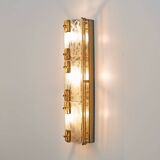 Pair of Modern Sconces in Brass and Milk White Murano Glass and Amber Glass