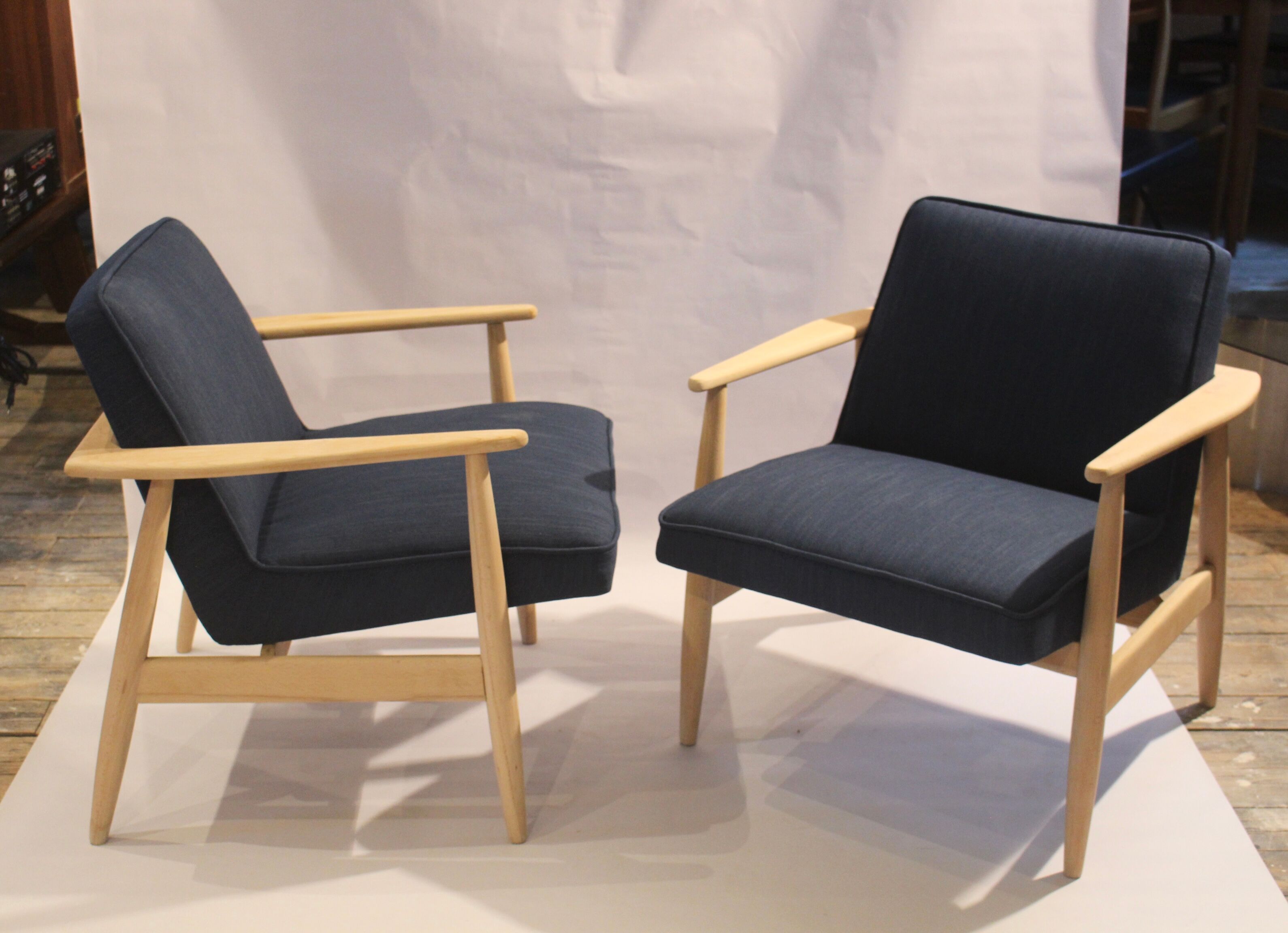 Armchairs created by Mr. Zieliński year 60 blue fabric